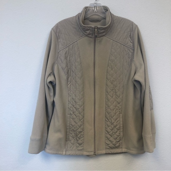 Style & Co./ full zip up jacket/ quilted elbows/ Beige/ Size XL - Picture 1 of 9